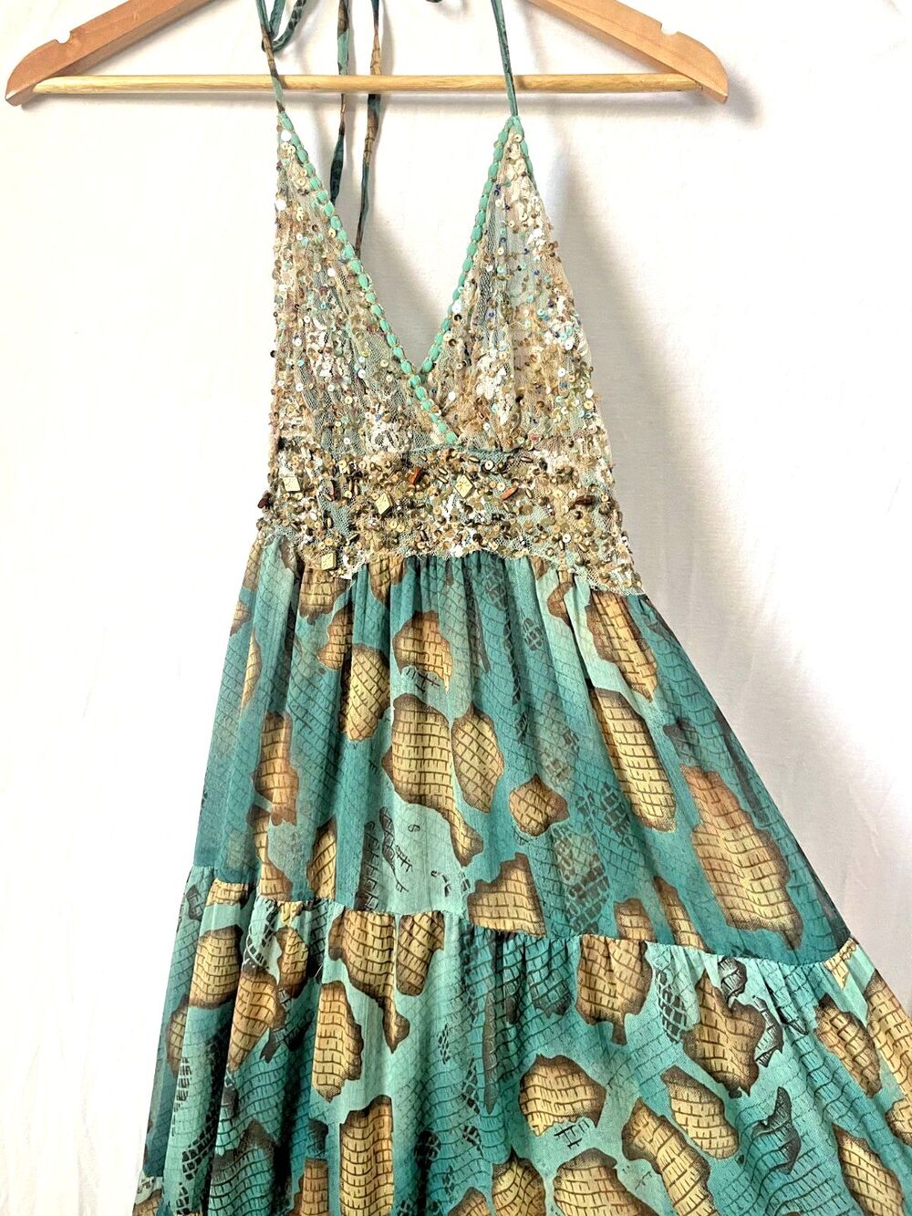 ANTICA SARTORIA Gorgeous 2018  Sequin Tie Top TOP LONG DRESS LARGE